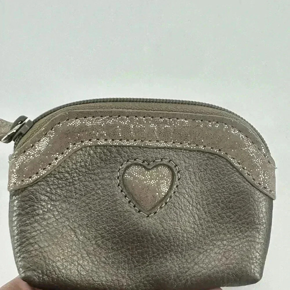 Lot Of 2 Brighton Heart Black & Tan Leather Change Purse Coin Zipper Pouch *READ - Picture 10 of 14